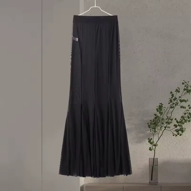 סט שני חלקים אלגנטי בלייזר וחצאית מקסי שיפון - אנסטסיה