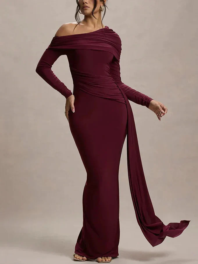 Abbey שמלת מקסי אלגנטית עם שרוולים ארוכים