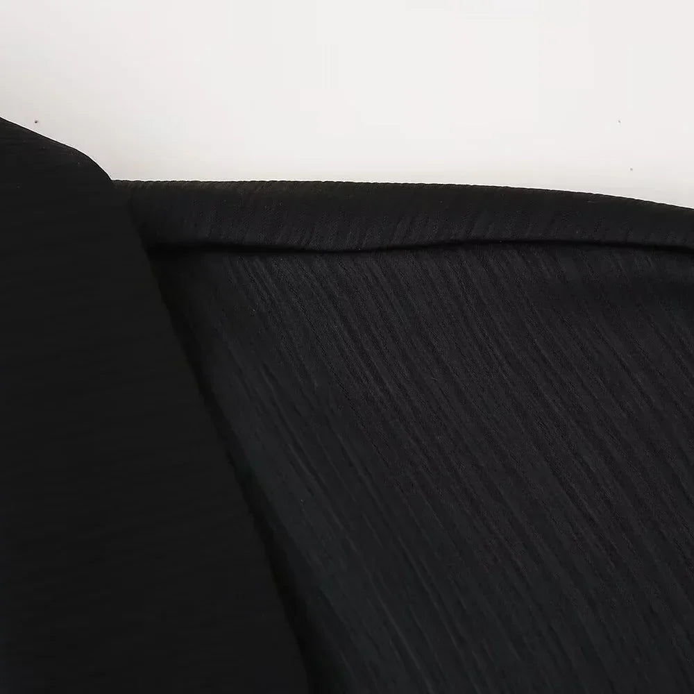 חליפת שני חלקים בד קרפ מבריק נעים מכנסיים ארוכים ובלייזר - ריקה